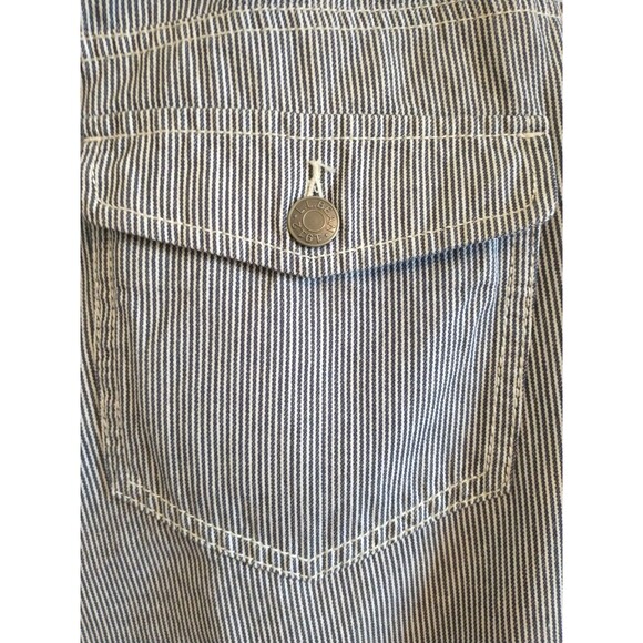 L.L. Bean Pants Women's Blue White Pinstripe Straight Wider Leg High Rise - 16 - Picture 6 of 8